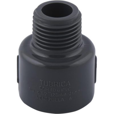 Adaptador macho reducido PVC c3/4'' x mr1/2'' sch 40 TUBRICA
