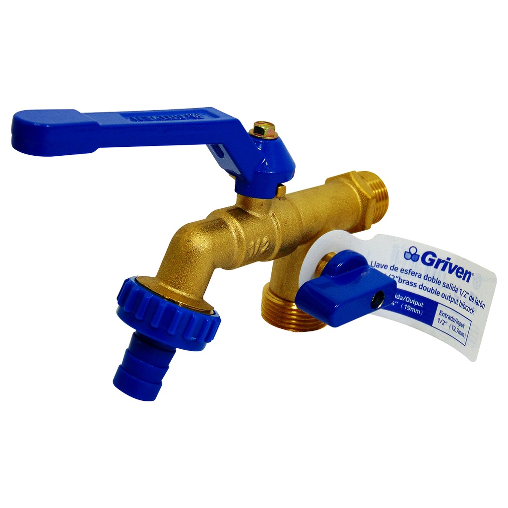 Llave de manguera doble salida mr 3/4'' x mr3/4'' x mr1/2'' GRIVEN