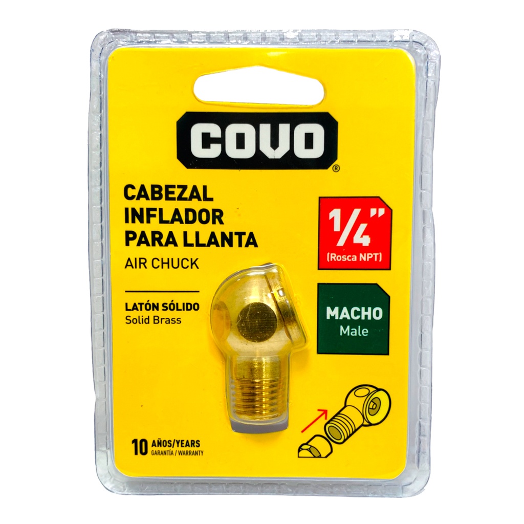Cabezal de inflador para neumáticos COVO (conexión macho)