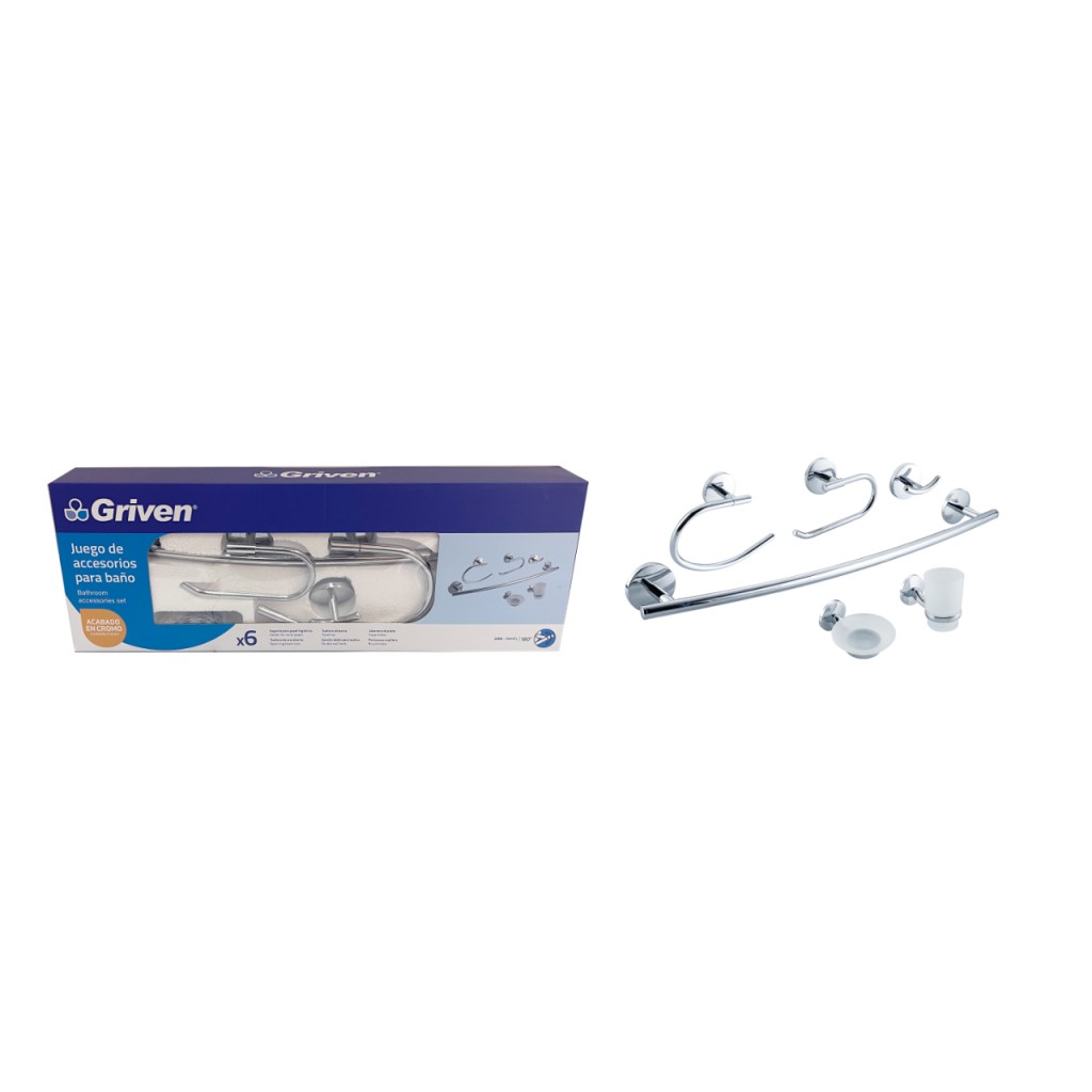 Accesorio para bano cromado GRIVEN (set 4pz)