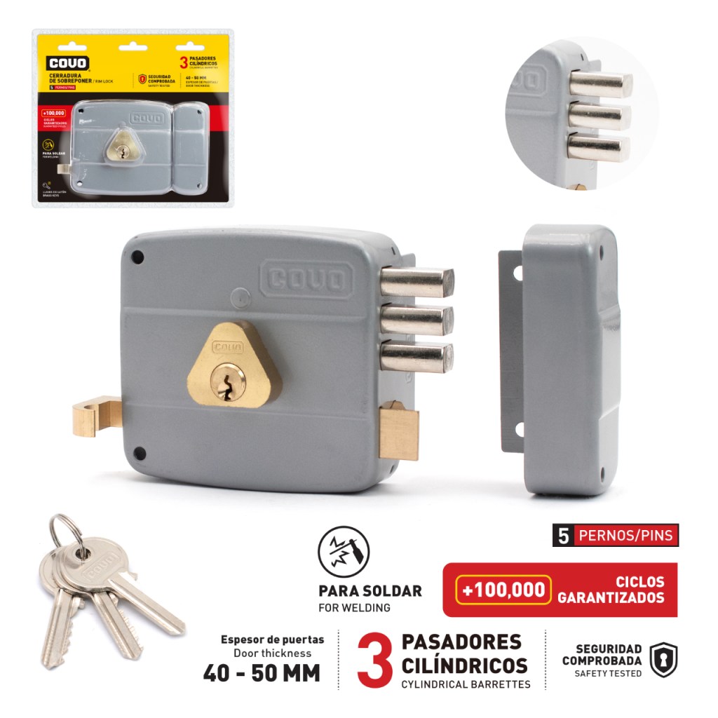 Cerradura de sobreponer COVO (cilindro fijo)
