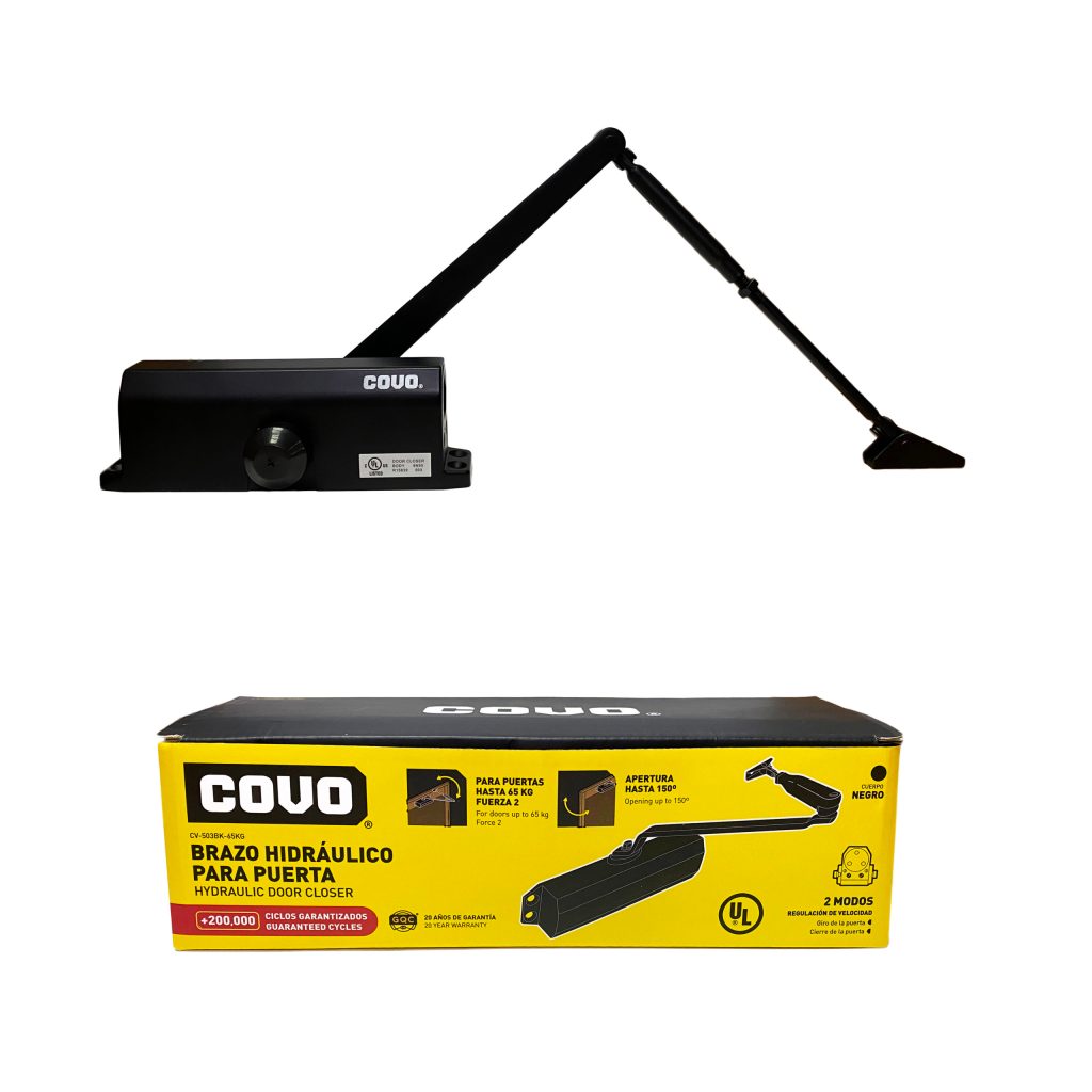 Brazo hidraulico para puerta 65 Kg COVO (negro)
