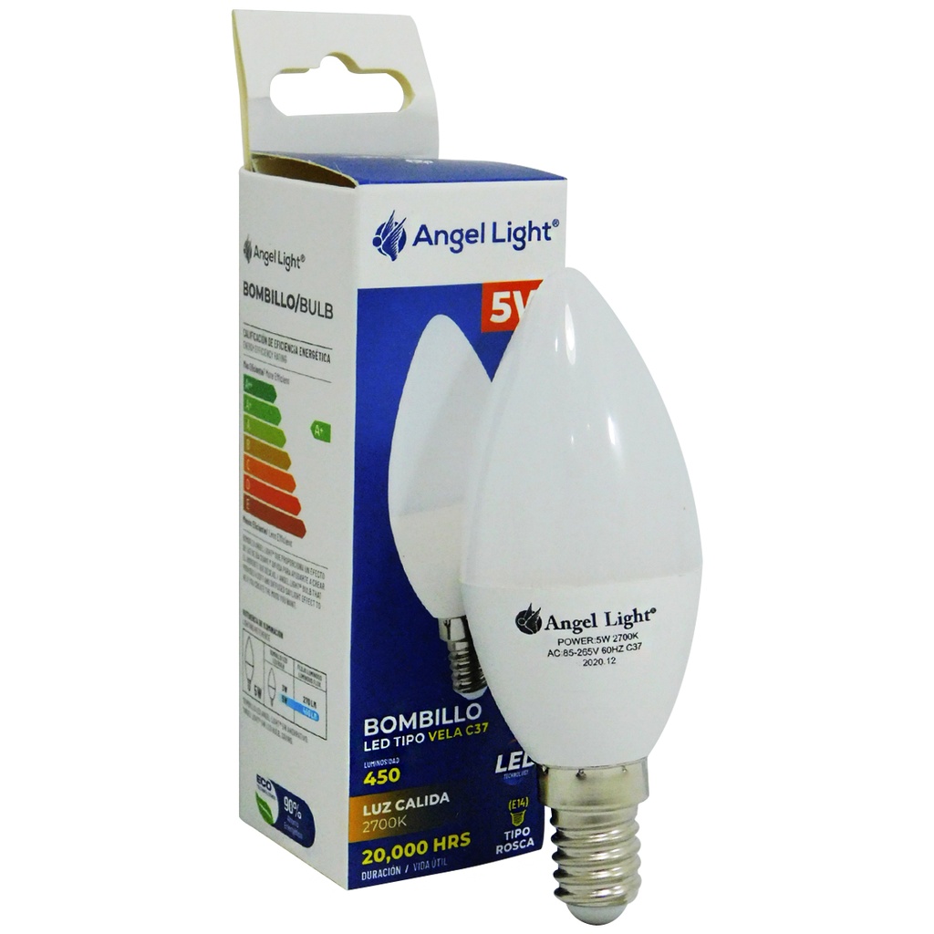 BOMBILLO LED 5W E14 2700K 80-265V TIPO VELA ANGEL LIGHT 