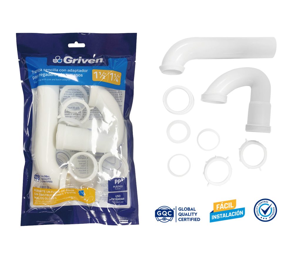 Sifón plástico sencillo GRIVEN (1.1/2"-1.1/4")