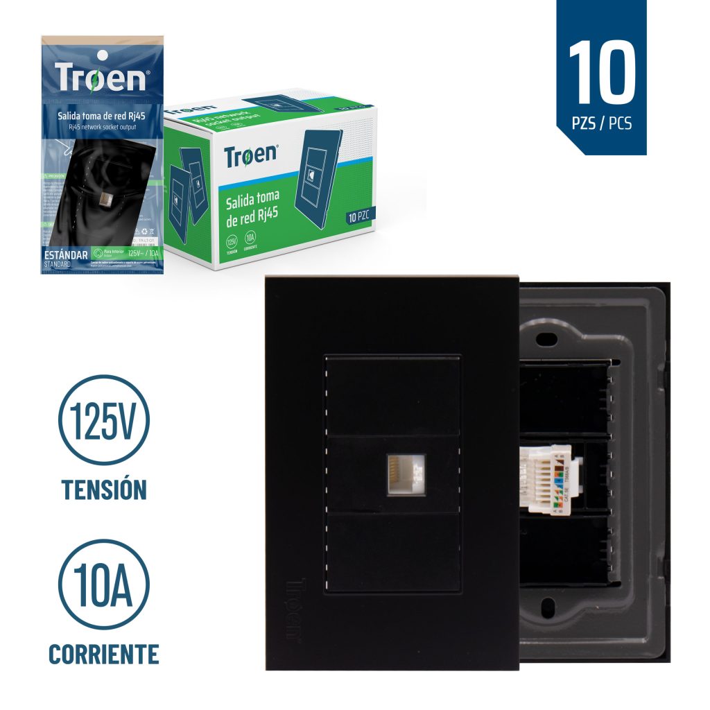 TOMA PARA CABLE DE TELEFONO NEGRA TROEN 