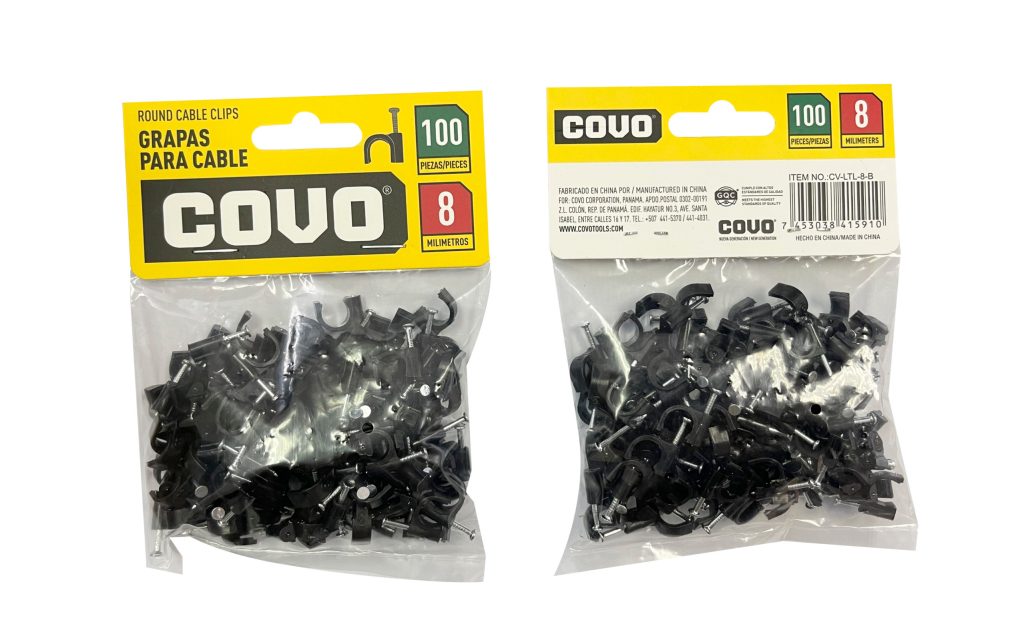 Grapa plastica negra para cable COVO (set 100pz)