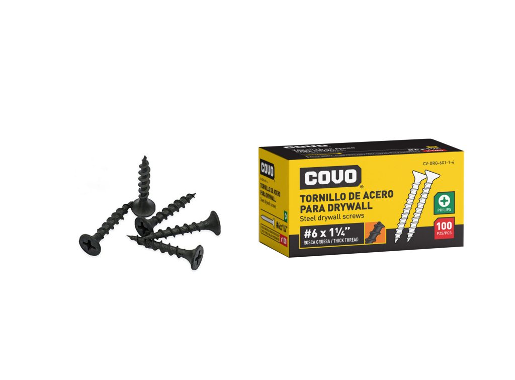 Tornillo para drywall #6 rosca gruesa COVO (set 100pz)