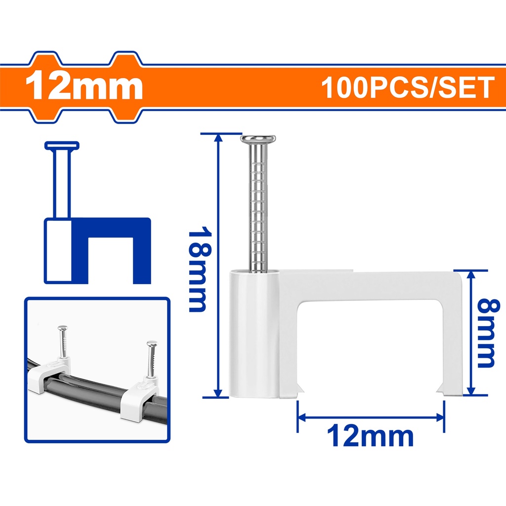 Grapa plastica rectangular Blanca WADFOW (set 100pz)