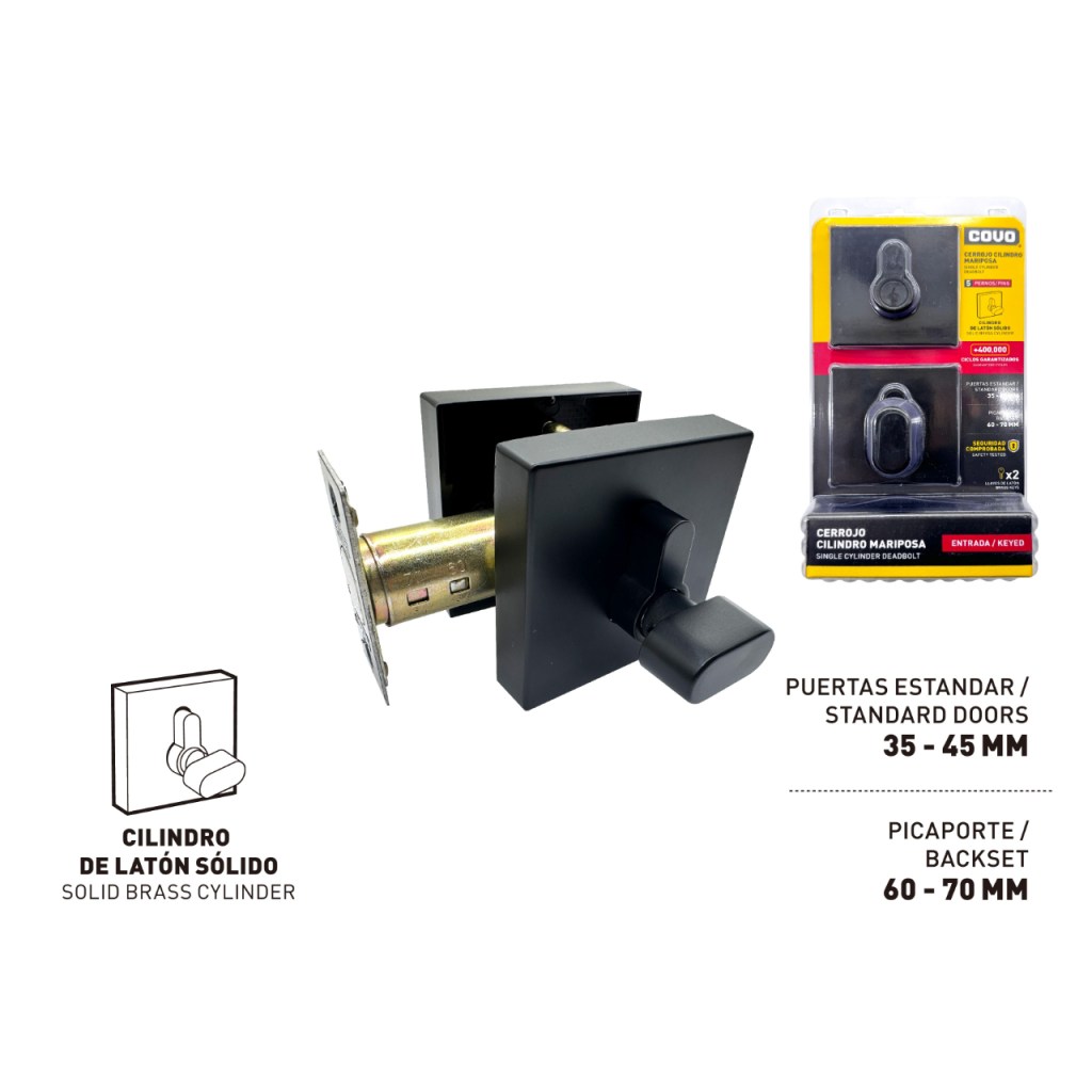 Cerrojo negro COVO (llave-mariposa)