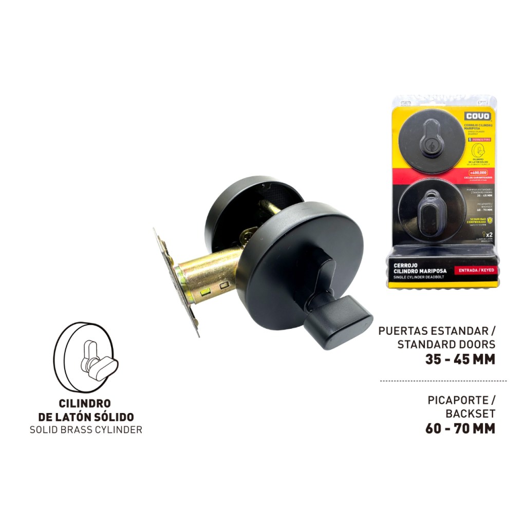 Cerrojo negro COVO (llave-mariposa)