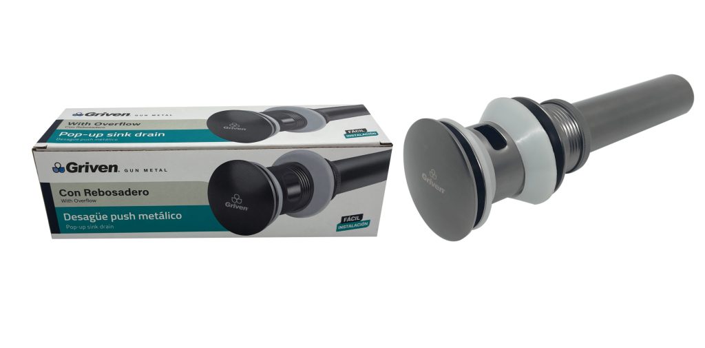 Desague metalico 1.1/4'' con rebosadero GRIVEN (gun metal)