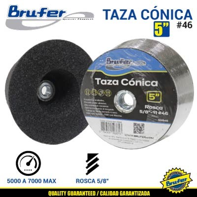 Copa abrasiva 5'' x 2'' x 5/8'' BRUFER