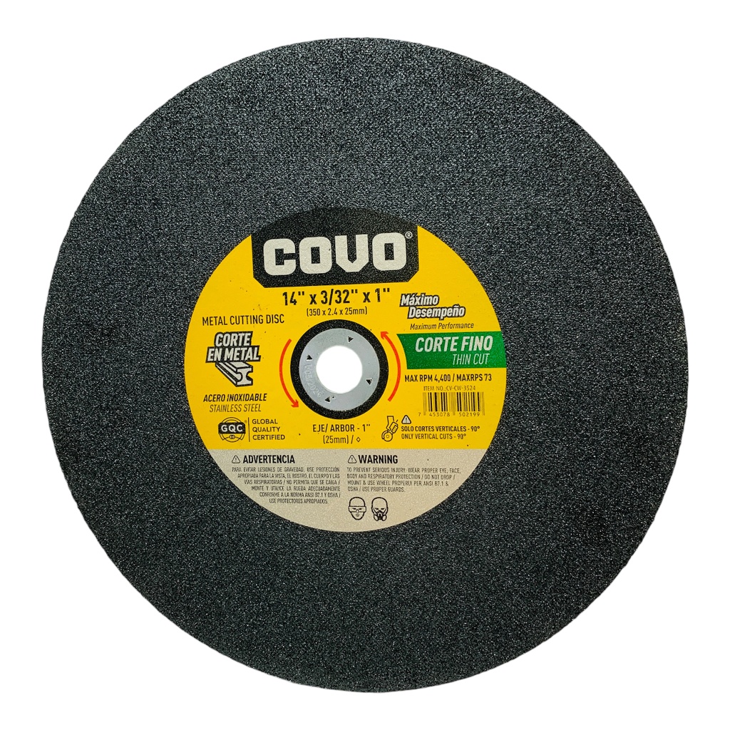 Disco abrasivo 14'' x 3/32'' x 1'' COVO