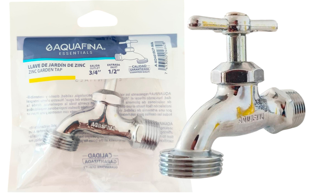 Llave de jardín zinc cromada AQUAFINA (mr1/2'' x mr3/4'')