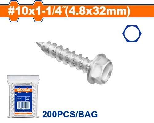 Tornillo autorroscante cabeza hexagonal #10 x 1.1/4"  WADFOW (set 200pz)