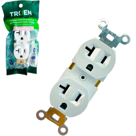 Tomacorriente doble 2p + t 20a TROEN (blanco)