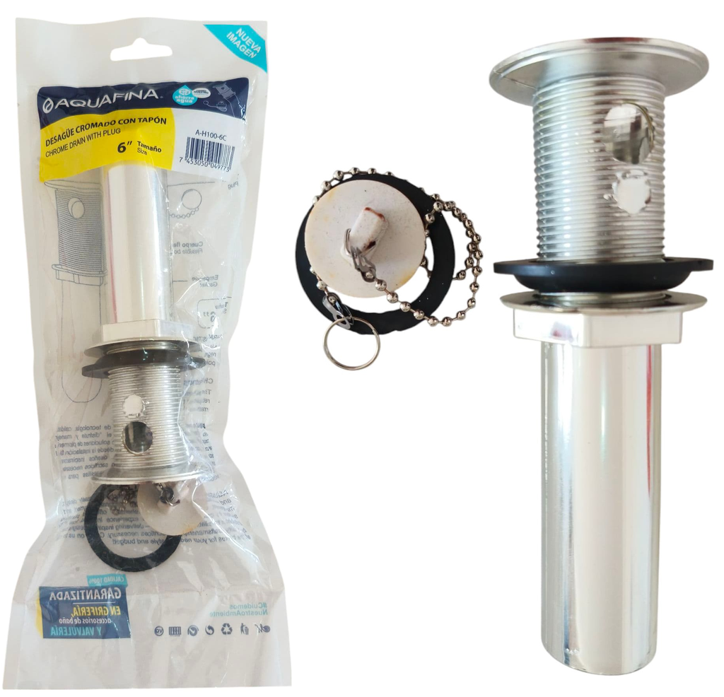 Desagüe 6'' con rebosadero AQUAFINA (cromado)