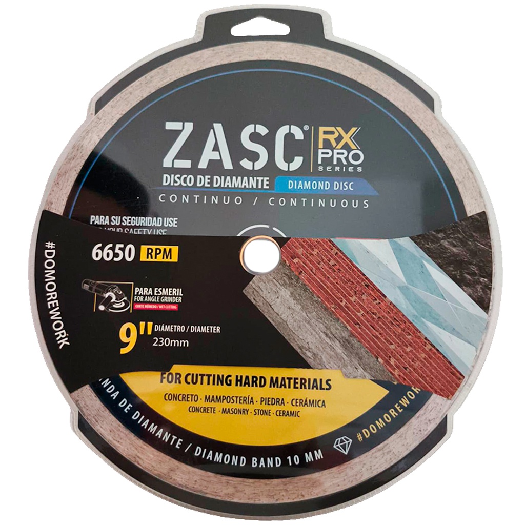 Disco diamantado continuo 9'' x 7/8'' ZASC