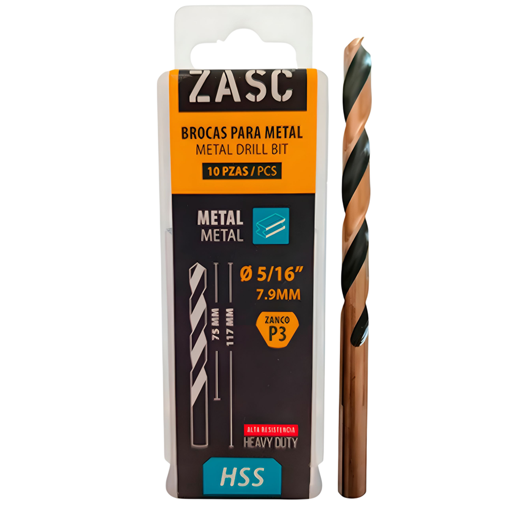 Mecha para metal hss 5/16" x 117mm ZASC (set 10 pzas)