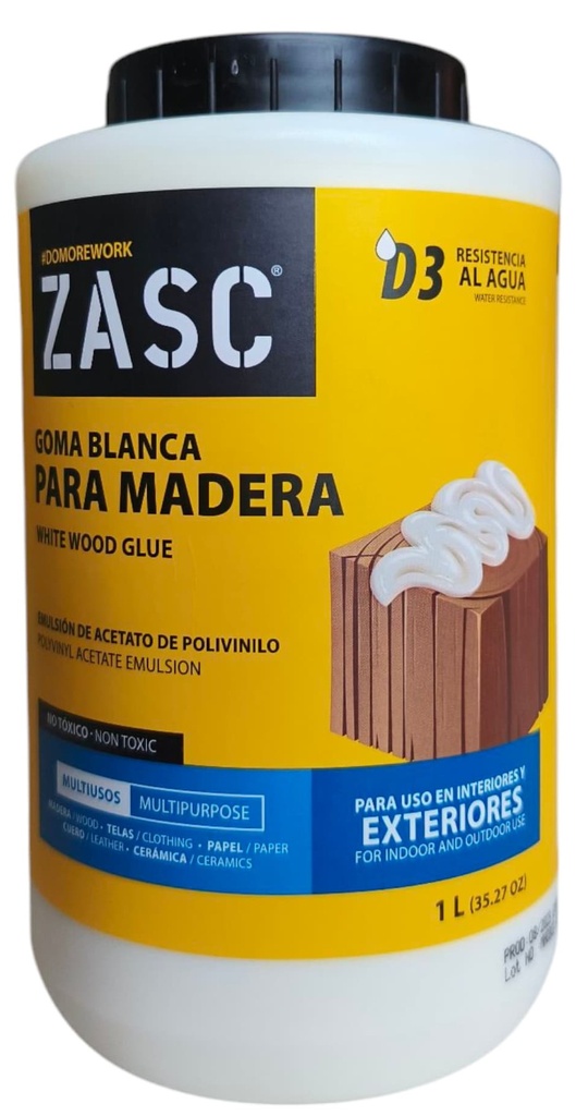 Pega blanca multiuso para madera ZASC (Litro)