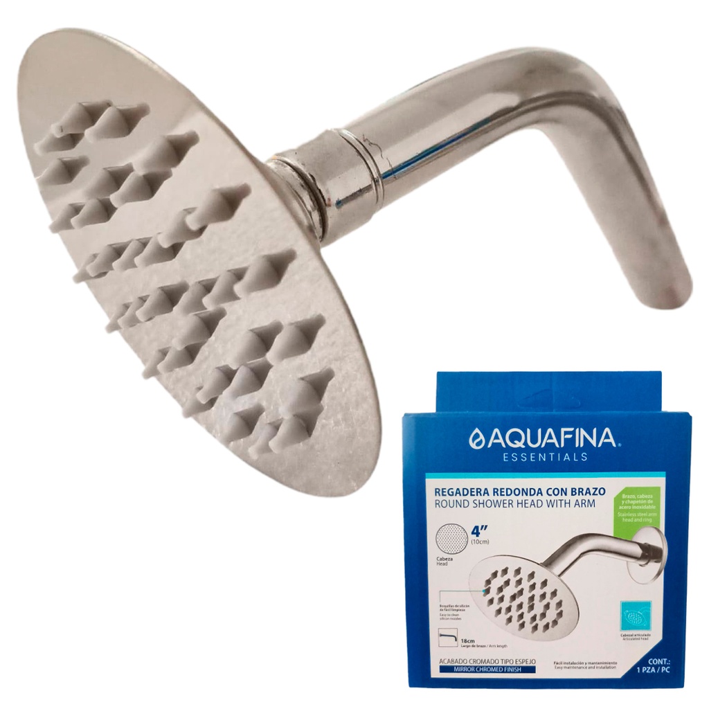 Regadera redonda 4" con brazo y roseta AQUAFINA (cromada)