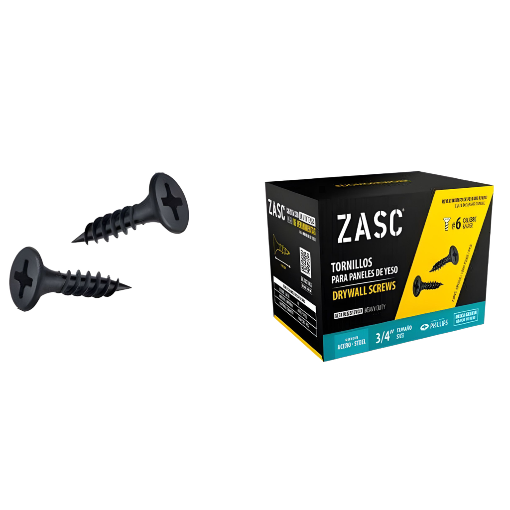 Tornillo para drywall rosca gruesa 6 x 3/4" ZASC (set 1000pz)