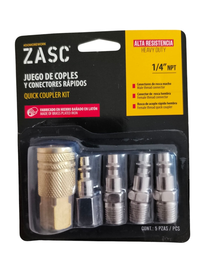 Acople rapido neumatico 1/4'' ZASC (set 5 pz)