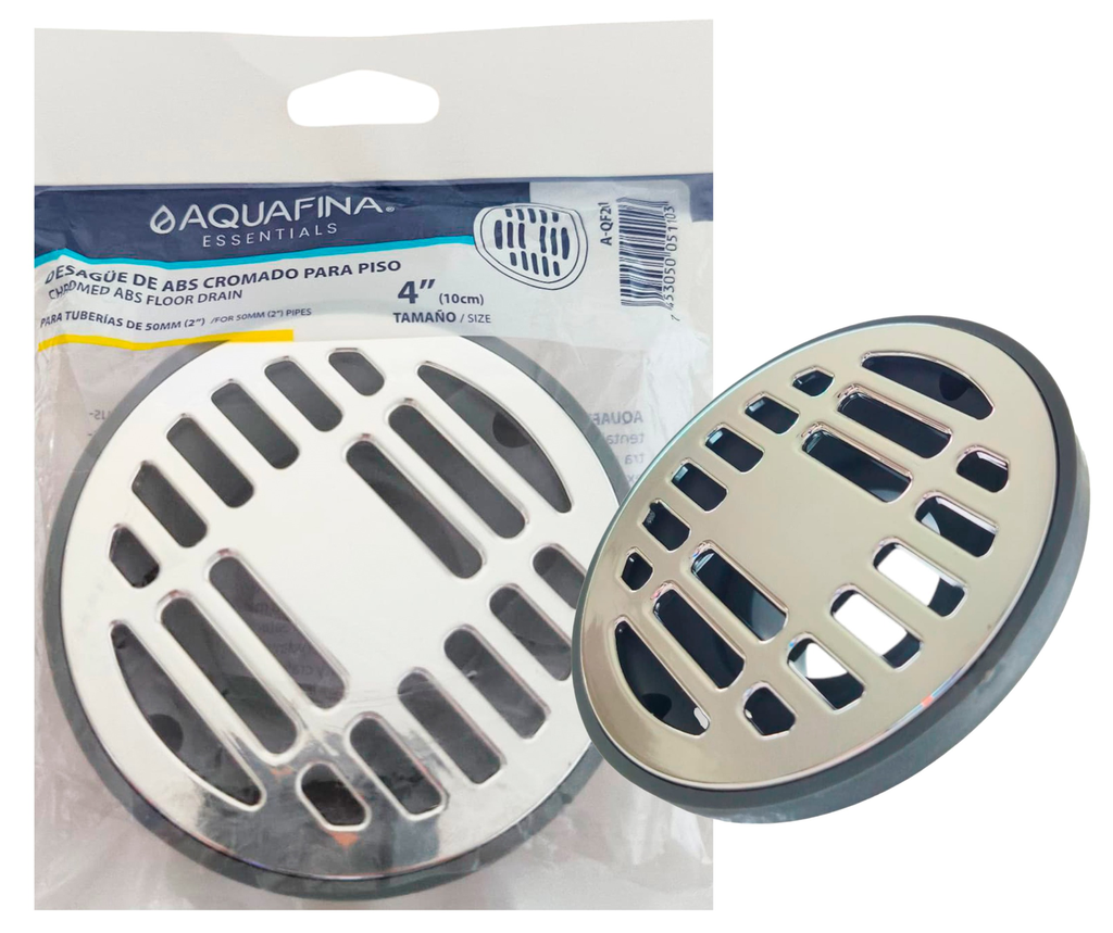 Desagüe para piso 4″ abs con tapa metálica cromada AQUAFINA