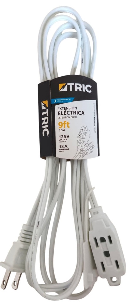 Extensión eléctrica 3 x 2p + t 13a ac125v 2,5 metros TRIC (2 x 16awg)