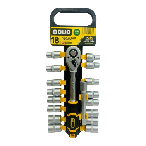 Dados con ratchet  ataque 1/2" COVO (set 18pz)