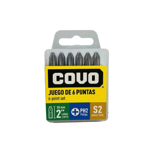 Puntas de destornillador PH2 x 50mm COVO (set 6pz)