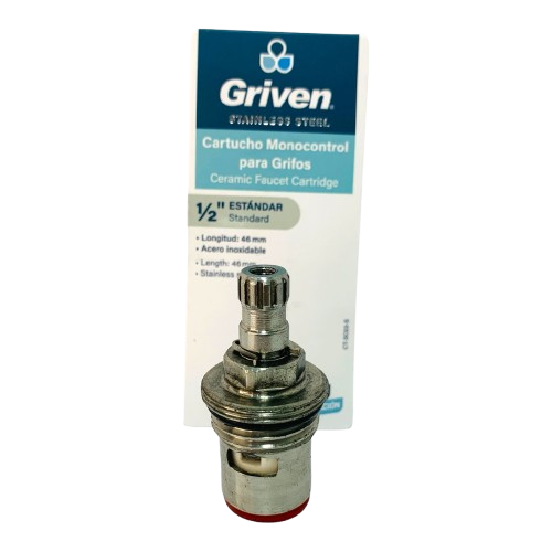 Vástago monocontrol 1/2" x 2" para grifería GRIVEN (Acero inox)