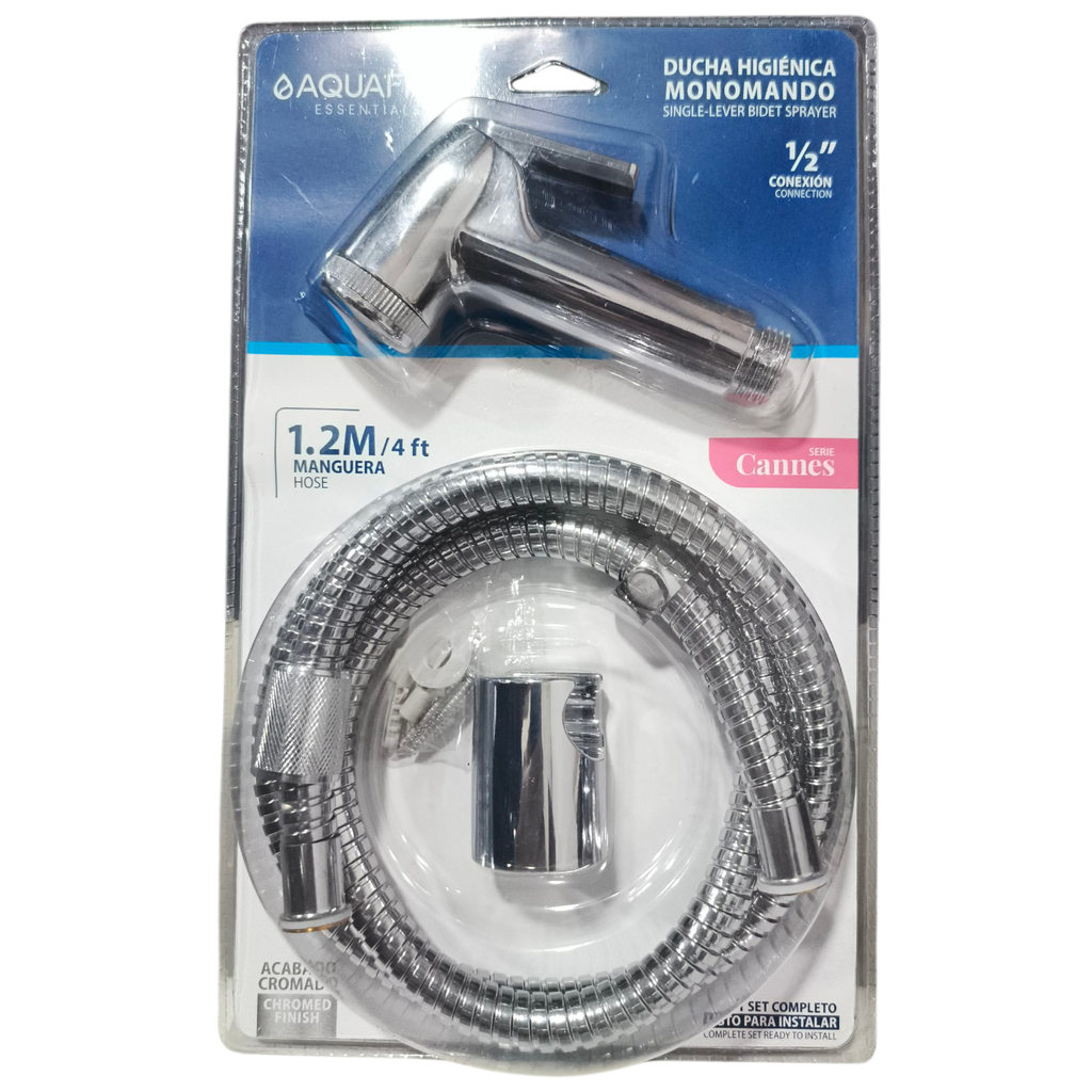 Ducha teléfono plástica cromada cannes (1.2mts) AQUAFINA