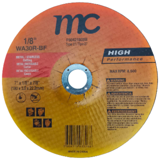 [P80421803M] Disco abrasivo 7'' x 1/8'' x 7/8'' centro deprimido MC