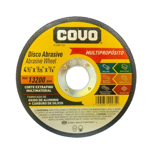Disco abrasivo multiproposito COVO (centro plano)