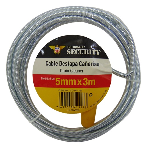 Guaya destapa caneria 5mm SECURITY