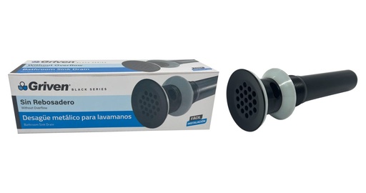 [GV-BL223] Desagüe metálico 1.1/4'' con rebosadero GRIVEN (negro)