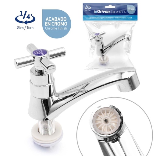 [A367-ZF322] Griferia lavamanos GRIVEN (blanca)