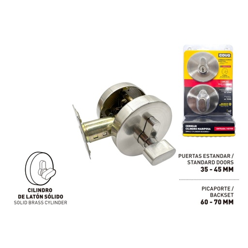 [CV-SDRD-SN] Cerrojo satinado COVO (llave-mariposa)