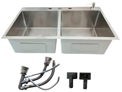 [A-8143A] Fregadero sobreponer doble ponchera 81cm x 43cm AQUAFINA (satinado)