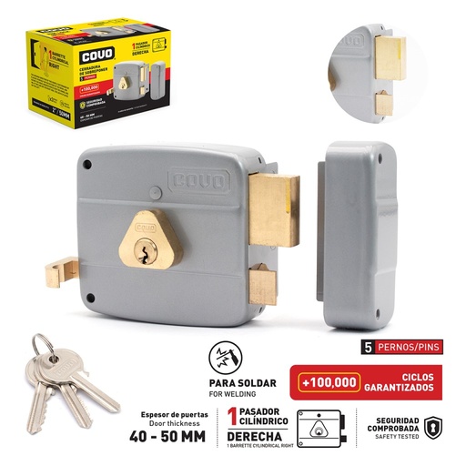 [50121-1MC] Cerradura de sobreponer COVO (cilindro fijo) (Caja)