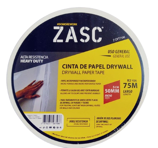 [Z-DPT75M] CINTA DE PAPEL PARA DRYWALL 50MX75MTS ZASC
