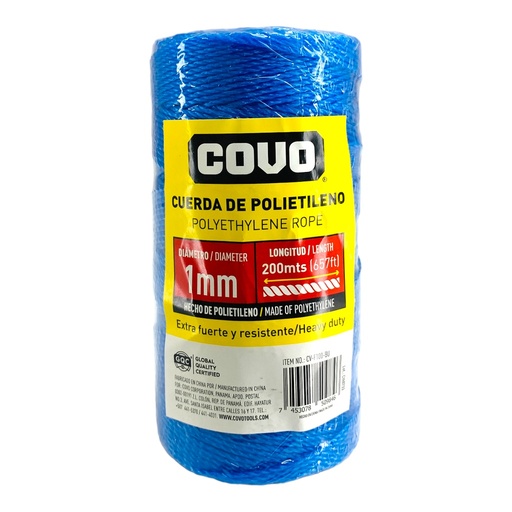 [CV-F100-BU] Cordel pp30 polietileno 1mm x 200mts azul COVO