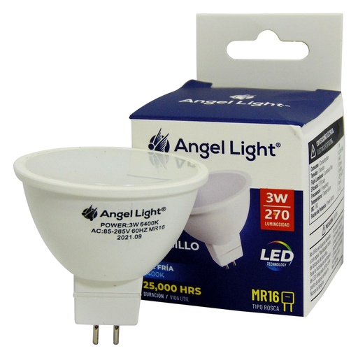 [A105-LTPMR-3W-B] Bombillo led dicroico 3w mr16 6400k ANGEL LIGHT