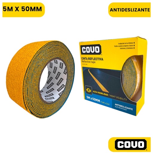 [CV-RMT-50X5] Cinta reflectiva antideslizante amarilla COVO (50mm x 5 metros)