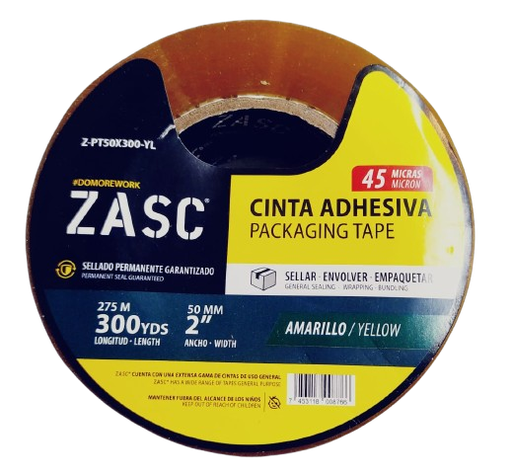 [Z-PT50X300-YL] Cinta para embalar amarilla 2" x 275 metros ZASC