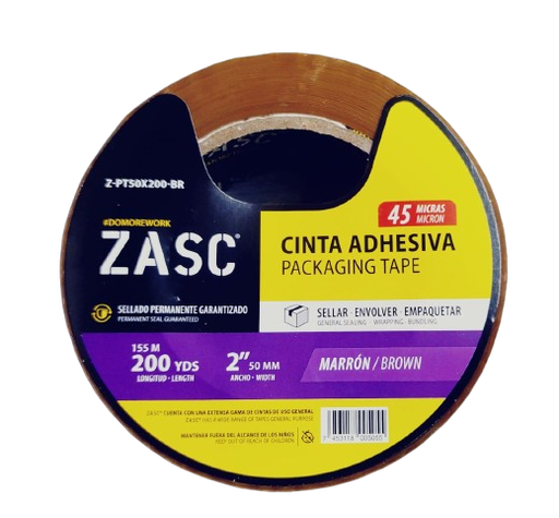 [Z-PT50X200-BR] Cinta para embalar marron 2" x 180Mts ZASC