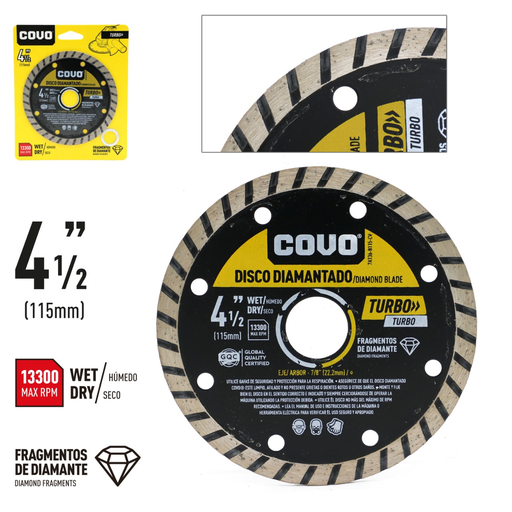 [7A136-B115-CV] Disco diamantado turbo 4.1/2" x 7/8'' COVO