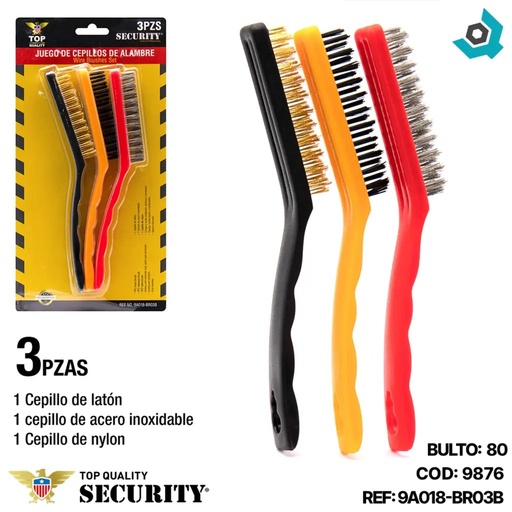 [9A018-BR03B] Cepillo de alambre SECURITY (set 3pz)