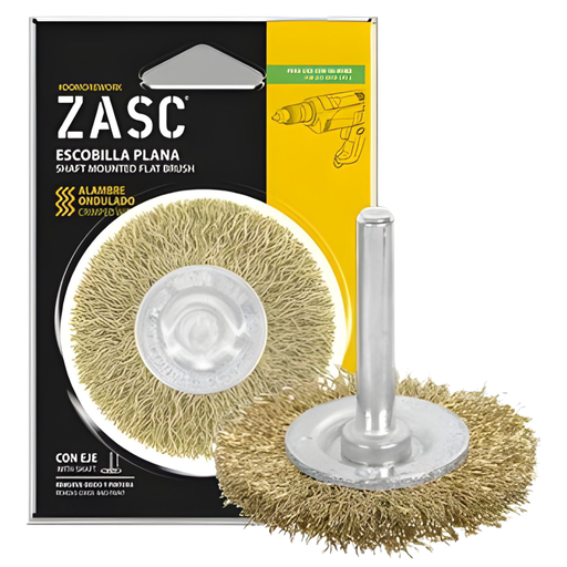 [Z-SMFB-C2] Cepillo plano de alambre ondulado tipo espiga 1/4'' x 2" ZASC